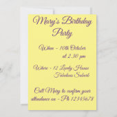 ダフォディルアートウォーターカラー誕生日招待状 招待状 (裏面)