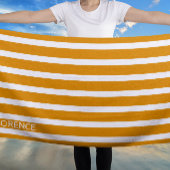 ダフォディルイエローカバストライプナパーソナライズされた- ビーチタオル