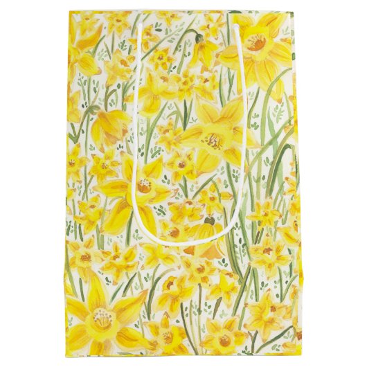 ダフォディルイエローフラワー抱き枕 ミディアムペーパーバッグ (裏面)