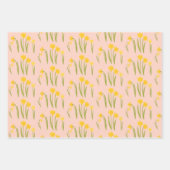 ダフォディルイースター春フローラルパターン球根ギフト ラッピングペーパーシート (正面)