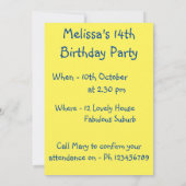 ダフォディルフラワーズ誕生日子供ガールズ招待状 招待状 (裏面)