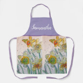 ダフォディルフローライエロービオラ春花柄 エプロン (正面)