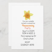 ダフォディルフローラ引っ越し祝いパーティーパーティの招待状 招待状 (正面/裏面)