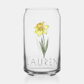 ダフォディルマーチ誕生フラワー名前をカスタムする ガラス缶 (裏面)