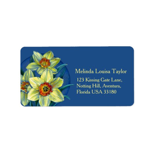 ダフォディル絵を描アート差出人住所ラベル ラベル (正面)