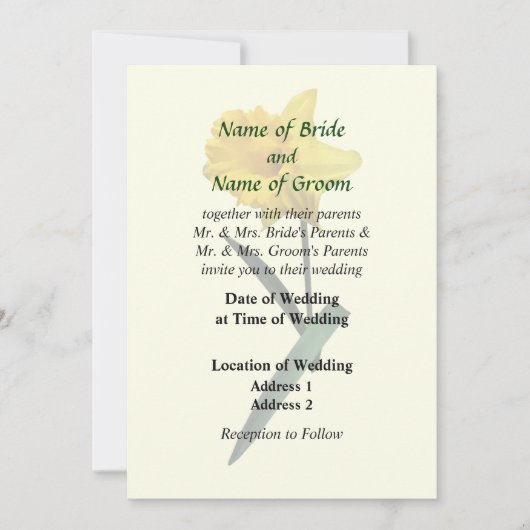 ダフォディル·ウェービ結婚ングハイズ製品 招待状 (正面)