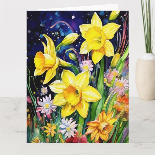 ダフカラフルォディル花カード カード (正面)