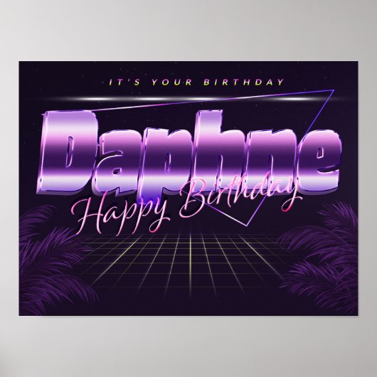 ダフネ名Vorname lila retroポスターGeburtstag ポスター (正面)