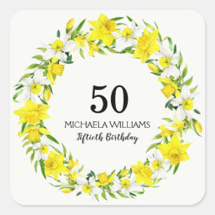 ダフパーソナライズされたィルズガーランド50誕生日 スクエアシール
