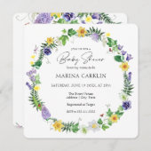 ダフ素朴ィル、ワイルドフラワー&詩ベビーシャワー 招待状 (正面/裏面)