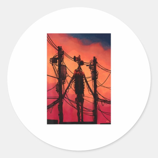 ダブおもしろいビングサイレンヘッドヴィンテージミームc ラウンドシール (正面)