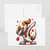 ダブおもしろいビングドッグハートバレンタインデーのギフトボーイズ ポストカード (正面/裏面)