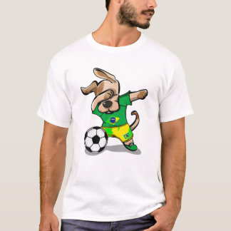 ダブおもしろいビングドッグブラジルのサッカージャージーブラジルF Tシャツ