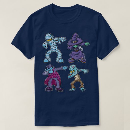 ダブおもしろいビングハロウィーンスケルトンゾンビ怖いポンプ Tシャツ (デザイン正面)