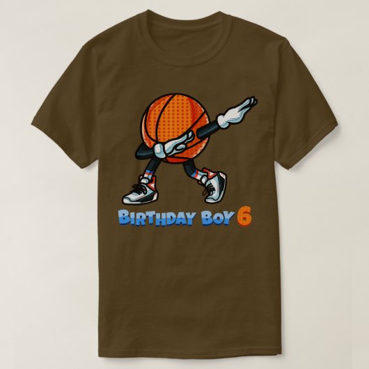 ダブおもしろいビングバスケットボールボール6番誕生日少年6 Y Tシャツ (デザイン正面)