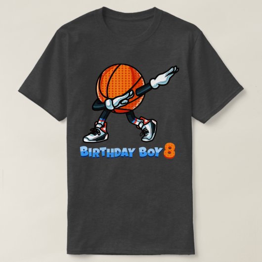 ダブおもしろいビングバスケットボールボール8誕生日少年8 Y Tシャツ (デザイン正面)