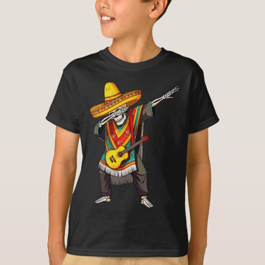 ダブおもしろいビングメキシコ骨格ポンチョCinco De May Tシャツ (正面)