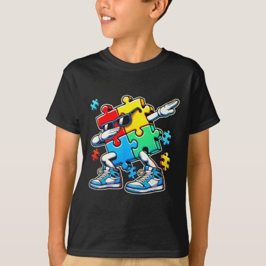 ダブおもしろいブクールパズルピース自閉症意識G Tシャツ (正面)