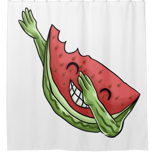 ダブおもしろいーするスイカ シャワーカーテン (正面)