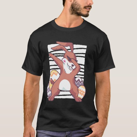 ダブってるイースター・バニーとイースターエッグ Tシャツ (正面)