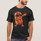 ダブってる面白いホットドッグ フード Tシャツ (正面)