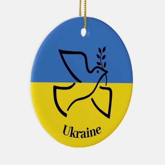 ダブオブピースウクライナ国旗のデザイン セラミックオーナメント (右)