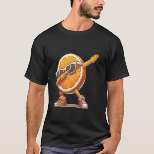 ダブオレンジスライス踊りダビングオレンジフルーツ Tシャツ (正面)