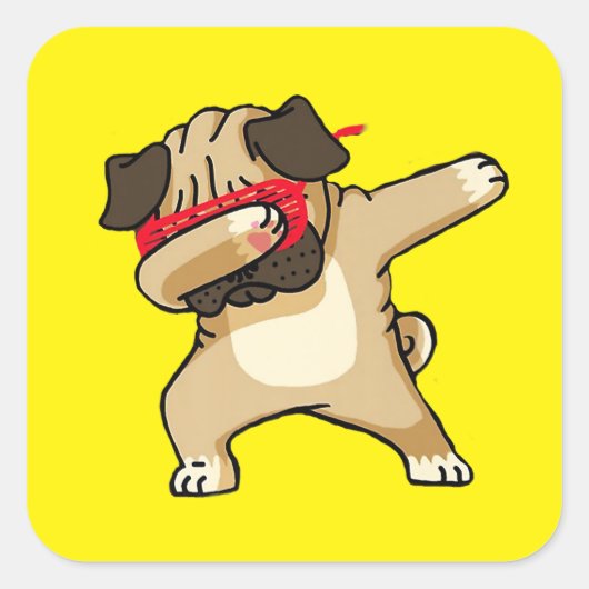 ダブクールビング犬の踊り スクエアシール (正面)