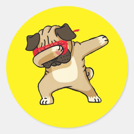 ダブクールビング犬の踊り ラウンドシール (正面)