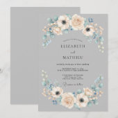 ダブグレイの魅惑的な冬のウェディング 招待状 (正面/裏面)