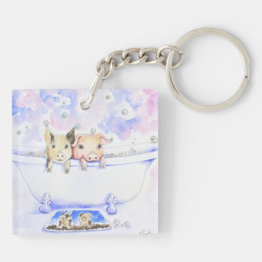 ダブダブピギーを浴槽絵画で擦る キーホルダー (裏面)