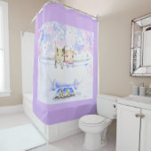 ダブダブピギーを浴槽絵画で擦る シャワーカーテン (インサイチュ)