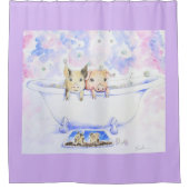 ダブダブピギーを浴槽絵画で擦る シャワーカーテン (正面)