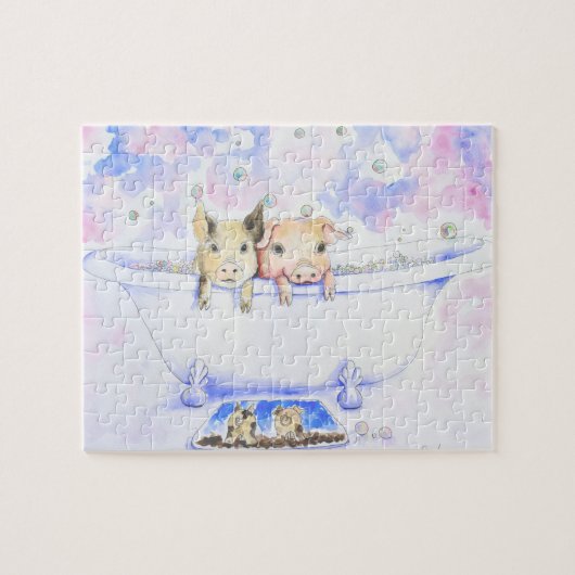 ダブダブピギーを浴槽絵画で擦る ジグソーパズル (横)