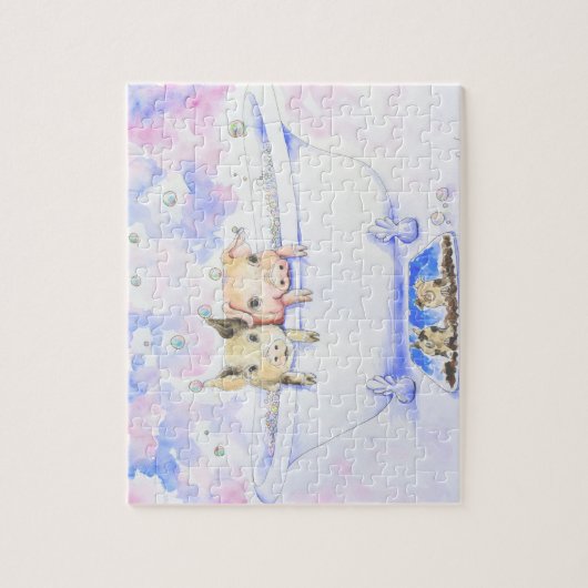 ダブダブピギーを浴槽絵画で擦る ジグソーパズル (縦)