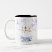 ダブダブピギーを浴槽絵画で擦る ツートーンマグカップ (左)