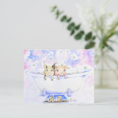 ダブダブピギーを浴槽絵画で擦る ポストカード (スタンド正面)