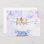 ダブダブピギーを浴槽絵画で擦る ポストカード (正面/裏面)