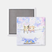ダブダブピギーを浴槽絵画で擦る マグネット (正面/裏面)