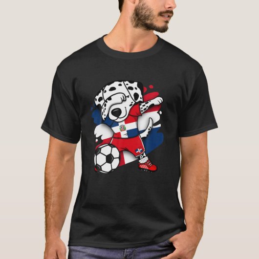ダブダルマチアン・ドミニカ共和国サッカーファンのジャージ Tシャツ (正面)