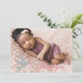 ダブドゥスキーピンクの女の子のバプテスマの写真サンキューカード サンキューカード (スタンド正面)