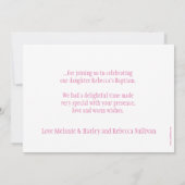 ダブドゥスキーピンクの女の子のバプテスマの写真サンキューカード サンキューカード (裏面)