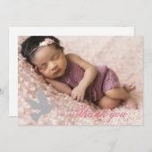 ダブドゥスキーピンクの女の子のバプテスマの写真サンキューカード サンキューカード (正面/裏面)