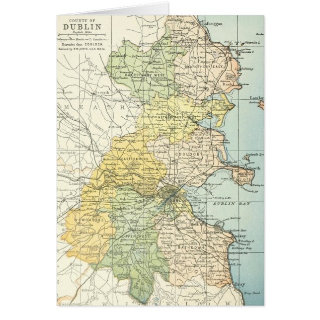 ダブリンおよび周囲(1900年)のヴィンテージの地図 (正面)