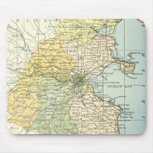 ダブリンおよび周囲(1900年)のヴィンテージの地図 マウスパッド (正面)