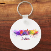 ダブリンのスカイラインが水彩画 キーホルダー (正面)