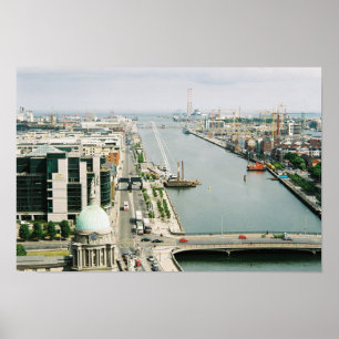 ダブリンのスカイラインアイルランドの川Liffey、IFSC ポスター