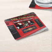 ダブリンの赤い寺院のバーのパブ スクエアペーパーコースター (アングル)