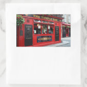 ダブリンの赤い寺院のバーのパブ 長方形シール (バッグ)