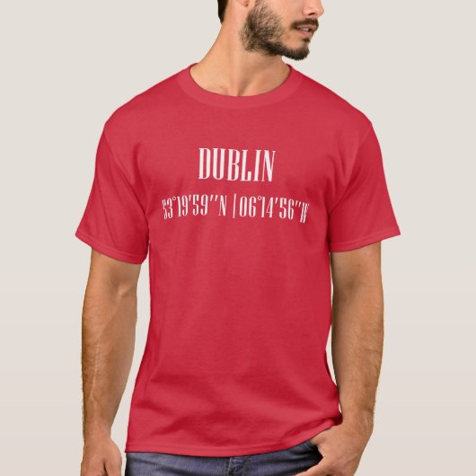 ダブリンの都市座標 ヴィンテージ Tシャツ (正面)